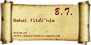 Behal Titánia névjegykártya