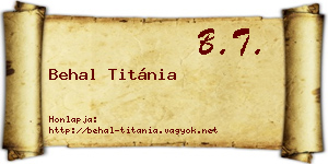Behal Titánia névjegykártya
